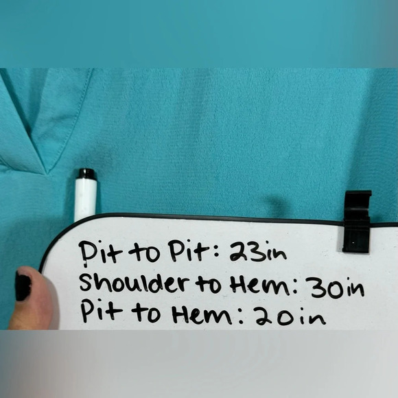 Soft Surroundings Turquoise Asymmetric Layered Roll Tab Tunic Top - Picture 11 of 12